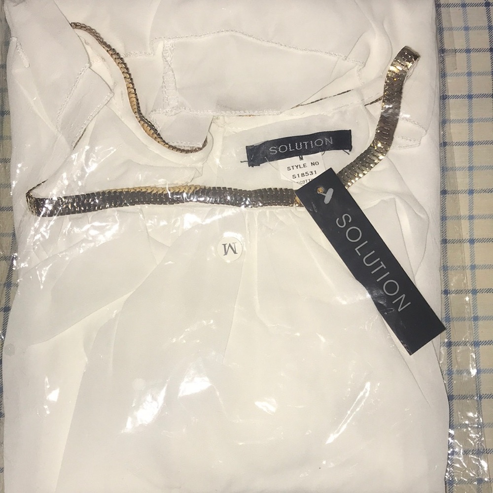 ✨Host Pick 7/4/19✨White Gold Collar Chain Shirt - Picture 3 of 5